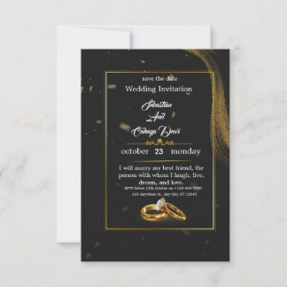 Black Gold Wedding Invitation