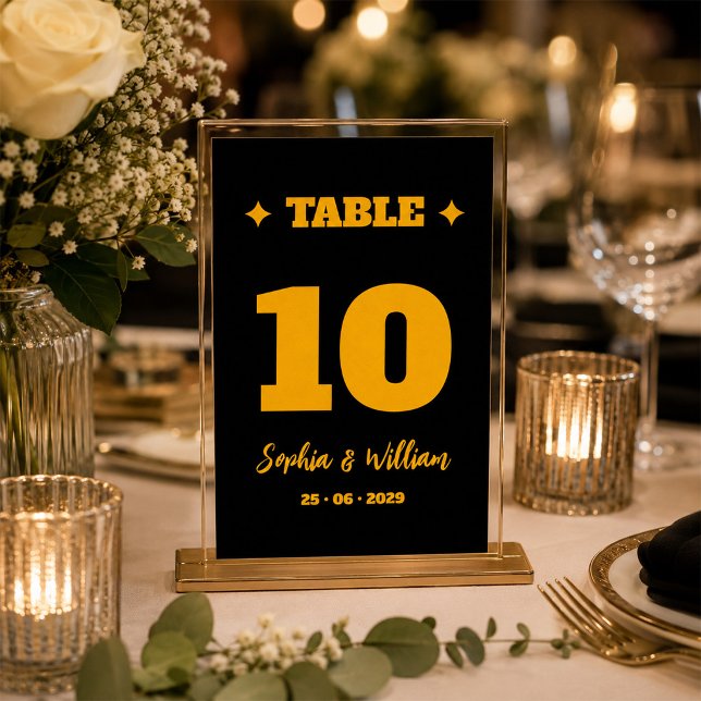 Black & Gold Wedding Reception Table Number (Creator Uploaded)