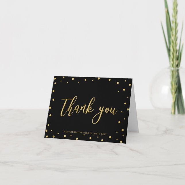 Black & Gold | Wedding, Shower, Party Thank You Card (Front)
