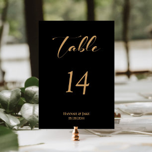Black Gold Wedding Table Number