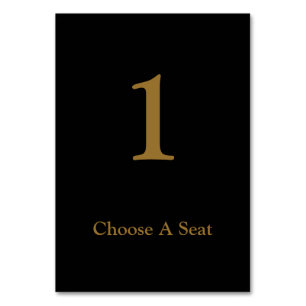 Black/Gold Wedding Table Number Card