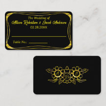 Black & gold Wedding Table Number place card