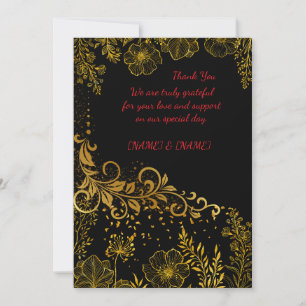 Black & Gold Wedding Thank You Card   Luxury Card