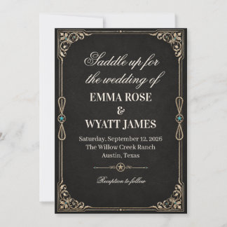 Black Gold Western Cowboy Wedding Invitation