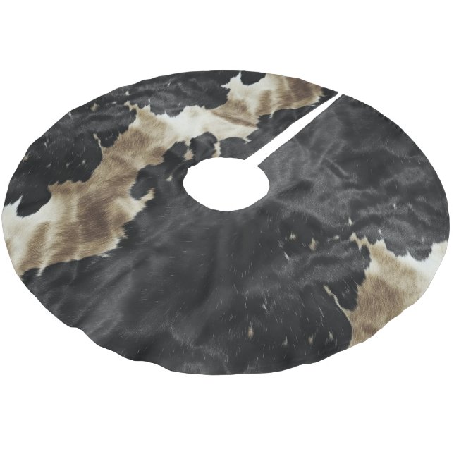 Black Gold Western Cowhide Brushed Polyester Tree Skirt (Angled)