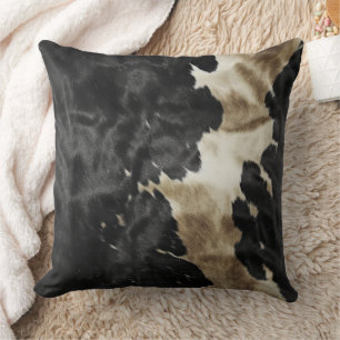 Black Gold Western Cowhide Cushion