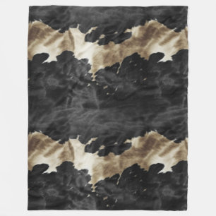 Black Gold Western Cowhide Fleece Blanket