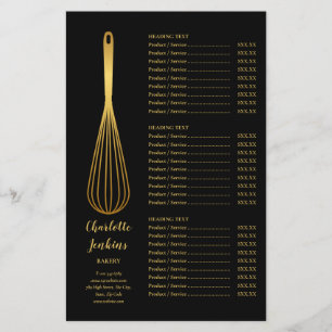 Black Gold Whisk Bakery Patisserie Service Menu