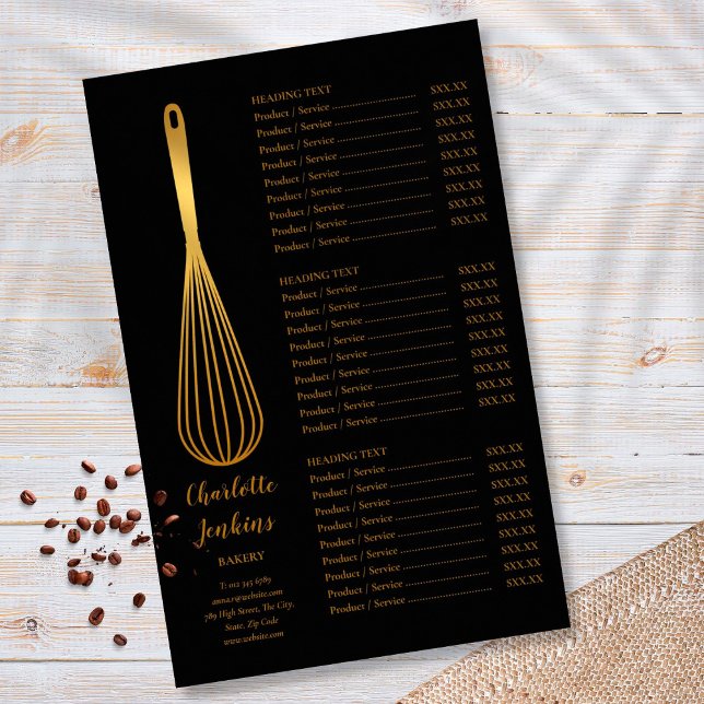 Black Gold Whisk Bakery Patisserie Service Menu (Creator Uploaded)