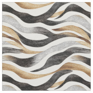 Black / Gold / White Abstract Lines Fabric