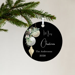 Black gold white baubles Christmas Metal Tree Decoration