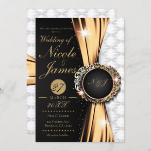 Black Gold & White Elegant Luxury Wedding Or Event Invitation