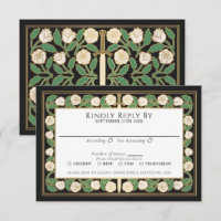 Black Gold White Floral Sword Royal Wedding RSVP