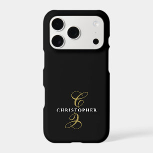 Black Gold White Monogram Minimalist Elegant Men