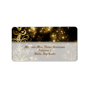 Black gold winter wedding party label