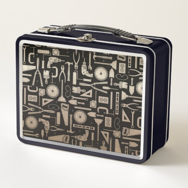Black & Gold Workshop Tools Metal Lunch Box (Front)