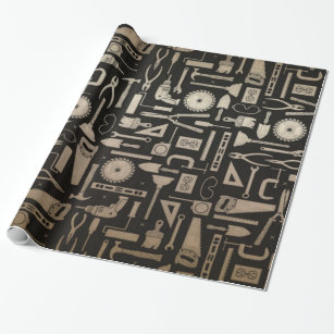 Black & Gold Workshop Tools Wrapping Paper