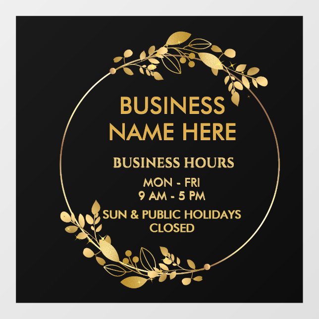 Black Gold Wreath Business Store Opening Hours (Sheet)