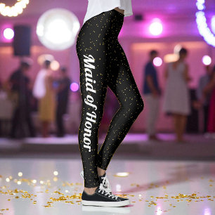 Black Gold Yellow Dots Pattern Party Leggings