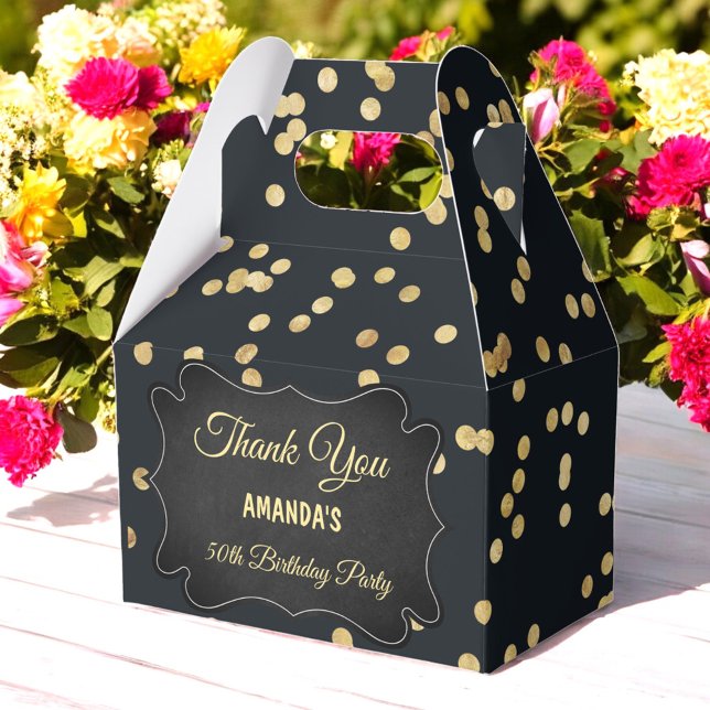 Black Gold Yellow Glitter Confetti Chic Favour Box (Creator Uploaded)
