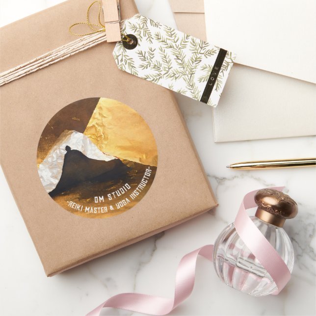 Black Gold Yoga Meditation Instructor Reiki Master Classic Round Sticker (Gifting)