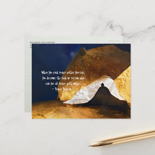 Black Gold Yoga Meditation Instructor Reiki Master Postcard (Front/Back In Situ)