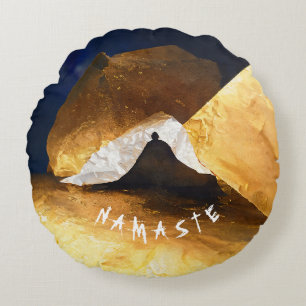 Black Gold Yoga Meditation Instructor Reiki Master Round Cushion