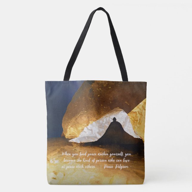 Black Gold Yoga Meditation Instructor Reiki Master Tote Bag (Front)