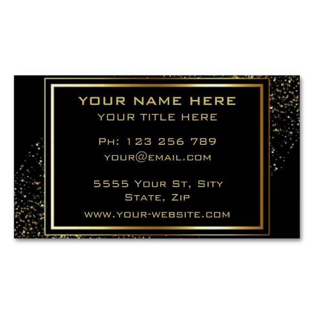 Black Gold Your Own Design Business Card Magnet (Front)