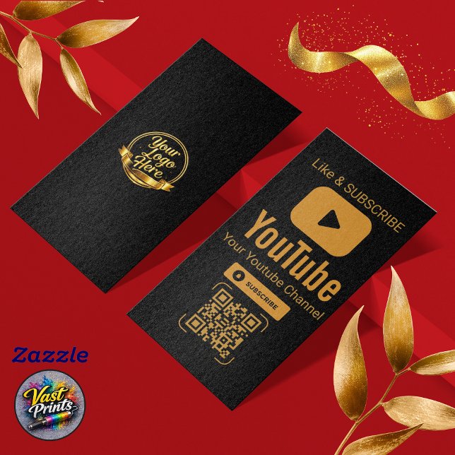 Black Gold YouTube Subscribe QR Code Business Card (Black Gold YouTube Subscribe QR Code Business Card)
