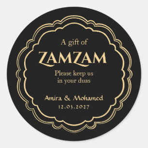Black Gold Zamzam Wedding Favour Sticker Islamic