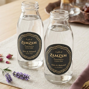 Black Gold Zamzam Wedding Favour Sticker Islamic