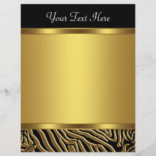Black Gold Zebra Elegant Black Zebra Letterhead