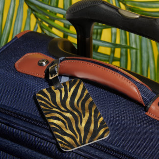Black Gold Zebra Print Luggage Tag
