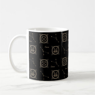 Black & Gold Zodiac Cancer Astrology Star Sign Coffee Mug