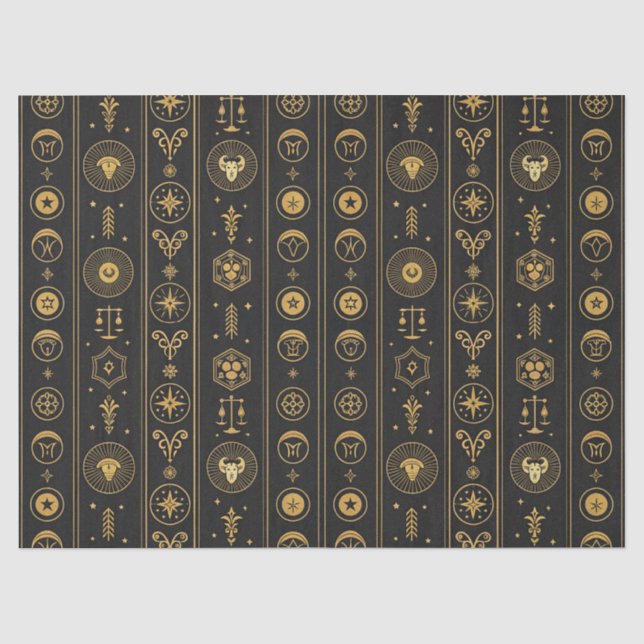 Black Gold Zodiac Sign (1) Tissue Paper (Front)
