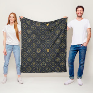 Black Gold Zodiac Sign (2) Fleece Blanket