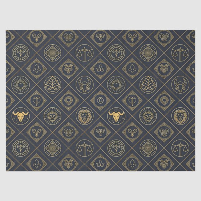Black Gold Zodiac Sign (2) Tissue Paper (Front)