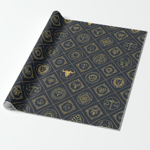Black Gold Zodiac Sign (2) Wrapping Paper