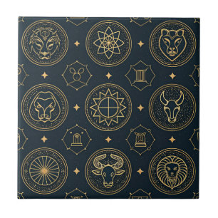 Black Gold Zodiac Sign (3) Ceramic Tile