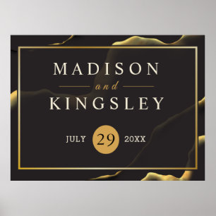 Black Golden Abstract Amazing Wedding  Sign