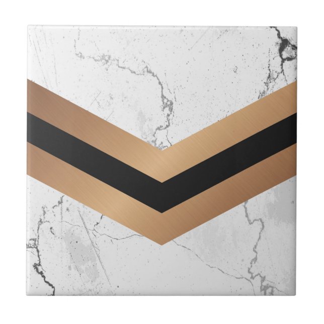 Black & Golden Abstract Ceramic Tile (Front)