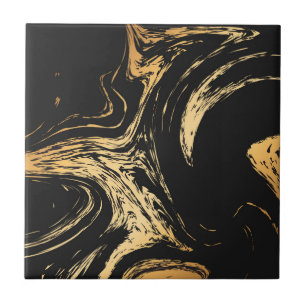 Black & Golden Abstract Ceramic Tile