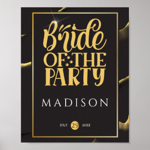 Black Golden Abstract Fabulous Fun Bridal Shower  Poster