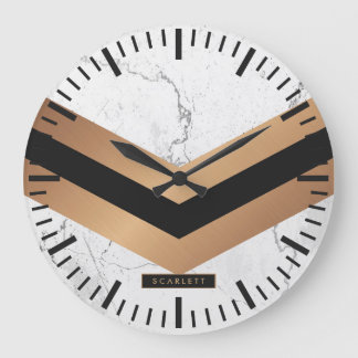 Black & Golden Abstract Large Clock