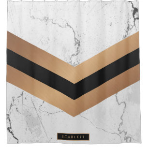Black & Golden Abstract Shower Curtain