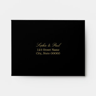 Black Golden Beige Self Addressed RSVP Envelope