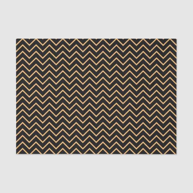 Black & Golden  Chevron Pattern Tissue Paper (Front)