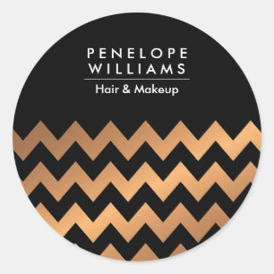Black Golden Chevrons Classic Round Sticker