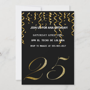 BLACK GOLDEN ELEGANT INVITATION FOR YOUR BIRTHDAY